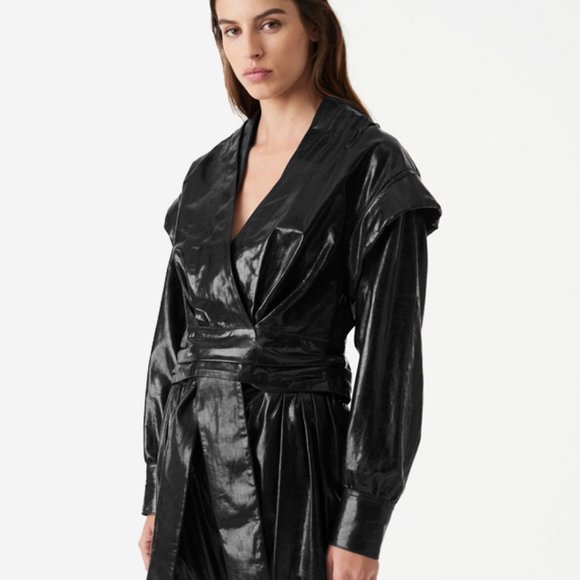 NWT $1195 Iro Tilka Leather Top Blouse in Black Size 36